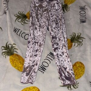 Crushed Velvet Leggings - Silver light purple small 6/7